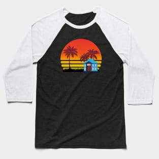Sunset and Palm Tree, Nature, Outer Bank, Summer,Retro Baseball T-Shirt